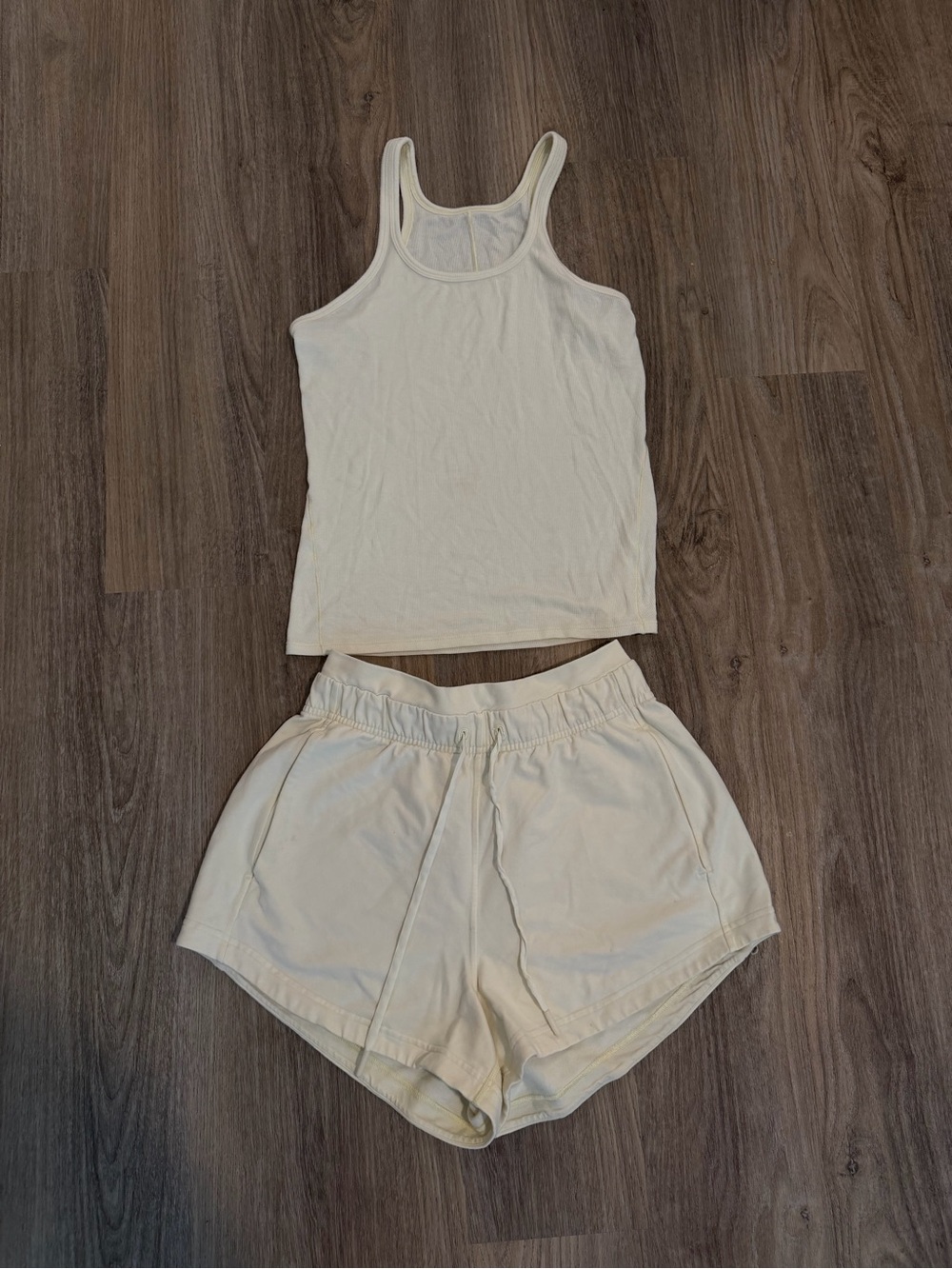 Lululemon butter yellow Womenโs Tank Top & Shorts Set